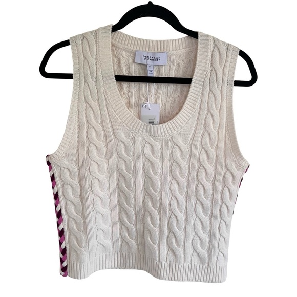 Derek Lam 10 Crosby Yuna Cable Knit Wool Vest in Ivory NWT Large - Picture 1 of 11